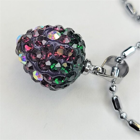 Heart Style Purple and Green Crystal Rhinestones Pendant Necklace - Picture 3 of 7